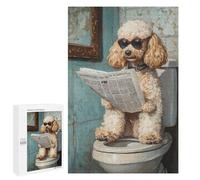Puzzles for Adults 1000 PCS Poodle Reading Newspaper on Toilet-7 Jigsaws for Adults Puzzle Difficult Challenge Help The Brain Exercise Unique Challenge Game 1000 PCS