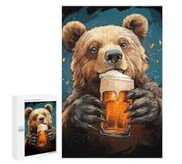 Puzzles for Adults 1000 PCS Puzzles Bear Drinking Beer Puzzles for Adults Toy Wall Decor Difficult Hard Help The Brain Exercise 1000 PCS