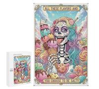 Puzzles for Adults 1000 PCS Puzzles Candy Skull with Ice Cream Puzzles for Adults Toy Wall Decor Difficult Hard Help The Brain Exercise 1000 PCS