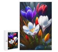 Puzzles for Adults 1000 PCS Puzzles Colorful Crocus Flowers Bloom Puzzles for Adults Brain Teaser Game Perfect Decoration Deal As Gifts for The Whole Family 1000 PCS