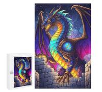 Puzzles for Adults 1000 PCS Puzzles Colorful Dragon on Castle Wall Puzzles for Adults Toy Wall Decor Difficult Hard Help The Brain Exercise 1000 PCS