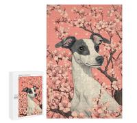 Puzzles for Adults 1000 PCS Puzzles Dog Portrait with Cherry Blossoms Elegant Dog Wall Art Puzzles for Adults Toy Wall Decor Difficult Hard Help The Brain Exercise 1000 PCS