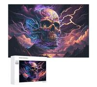 Puzzles for Adults 1000 PCS Puzzles Electric Storm Skull Artwork -3 Puzzles for Adults Family Game Presents for Women for Birthday, Chrismas 1000 PCS