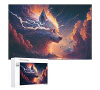 Puzzles for Adults 1000 PCS Puzzles Electric Wolf in Flames Puzzles for Adults Family Game Presents for Women for Birthday, Chrismas 1000 PCS