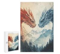 Puzzles for Adults 1000 PCS Puzzles Fire And Ice Dragons Puzzles for Adults Toy Wall Decor Difficult Hard Help The Brain Exercise 1000 PCS