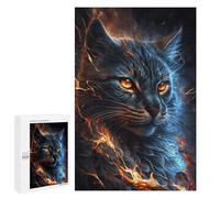 Puzzles for Adults 1000 PCS Puzzles Flaming Cat Art Print -1 Puzzles for Adults Brain Teaser Game Perfect Decoration Deal As Gifts for The Whole Family 1000 PCS