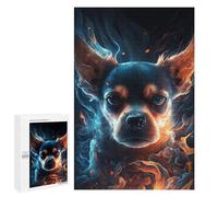 Puzzles for Adults 1000 PCS Puzzles Flaming Chihuahua Art Print -2 Puzzles for Adults Brain Teaser Game Perfect Decoration Deal As Gifts for The Whole Family 1000 PCS
