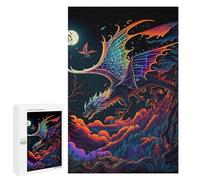 Puzzles for Adults 1000 PCS Puzzles Flying Dragon Neon Puzzles for Adults Toy Wall Decor Difficult Hard Help The Brain Exercise 1000 PCS