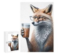 Puzzles for Adults 1000 PCS Puzzles Fox Drinked Espresso Puzzles for Adults Family Game Presents for Women for Birthday, Chrismas 1000 PCS