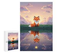 Puzzles for Adults 1000 PCS Puzzles Fox Reflection on Starry Water Puzzles for Adults Toy Wall Decor Difficult Hard Help The Brain Exercise 1000 PCS