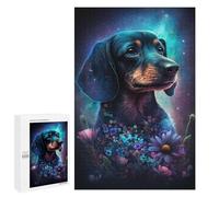 Puzzles for Adults 1000 PCS Puzzles Galactic Dachshund with Flowers -6 Puzzles for Adults Brain Teaser Game Perfect Decoration Deal As Gifts for The Whole Family 1000 PCS