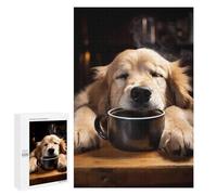 Puzzles for Adults 1000 PCS Puzzles Golden Retriever Coffee Jigsaws for Adults Family Games Difficult Hard Deal As Gifts for The Whole Family 1000 PCS