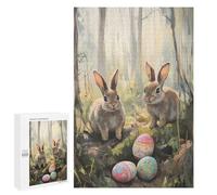 Puzzles for Adults 1000 PCS Puzzles Happy Easter Bunny Painting Puzzles for Adults Toy Wall Decor Difficult Hard Help The Brain Exercise 1000 PCS