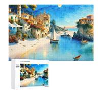Puzzles for Adults 1000 PCS Puzzles Medieval Coastal Village Scene Jigsaws for Adults Family Games But Fun And Humorous for Birthday, Chrismas 1000 PCS