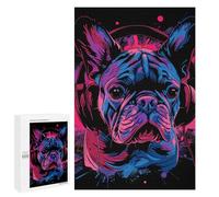 Puzzles for Adults 1000 PCS Puzzles Neon Bulldog Headphones Art Print -1 Puzzles for Adults Brain Teaser Game Perfect Decoration Deal As Gifts for The Whole Family 1000 PCS