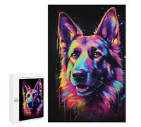 Puzzles for Adults 1000 PCS Puzzles Neon German Shepherd Adult Jigsaw Anti-Stress Toys Analysis And Logic Unique Birthday And Gifts 1000 PCS