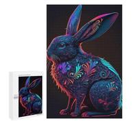 Puzzles for Adults 1000 PCS Puzzles Neon Rabbit Art Print Puzzles for Adults Brain Teaser Game Perfect Decoration Deal As Gifts for The Whole Family 1000 PCS