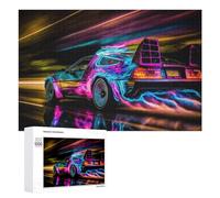 Puzzles for Adults 1000 PCS Puzzles Neon Time Machine A Futuristic Car Artwork Jigsaws for Adults Family Games But Fun And Humorous for Birthday, Chrismas 1000 PCS