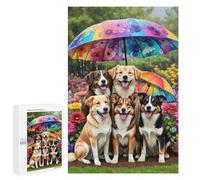 Puzzles for Adults 1000 PCS Puzzles Rainy Day Pups in Flowers Puzzles for Adults Brain Teaser Game Perfect Decoration Deal As Gifts for The Whole Family 1000 PCS