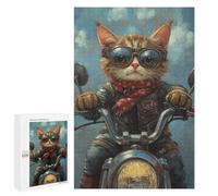 Puzzles for Adults 1000 PCS Puzzles Rider Cat Biker Style -4 Adult Jigsaw Puzzles Family Activities Difficult And Challenge for Is Ideal As A Gift 1000 PCS