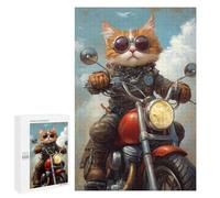 Puzzles for Adults 1000 PCS Puzzles Rider Cat Biker Style Adult Jigsaw Puzzles Family Activities Difficult And Challenge for Is Ideal As A Gift 1000 PCS