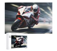 Puzzles for Adults 1000 PCS Puzzles Rider in Red And White Suit on Motorcycle Jigsaws for Adults Family Games But Fun And Humorous for Birthday, Chrismas 1000 PCS