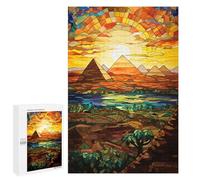 Puzzles for Adults 1000 PCS Puzzles Stained Glass Pyramid Sunset-1 Adult Jigsaw Puzzles Family Activities Difficult And Challenge for Is Ideal As A Gift 1000 PCS