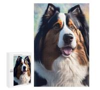 Puzzles for Adults 1000 PCS Puzzles Tri-Color Australian Shepherd Portrait Puzzles for Adults Brain Teaser Game Perfect Decoration Deal As Gifts for The Whole Family 1000 PCS