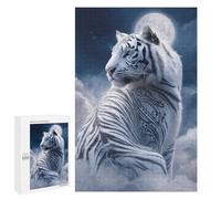 Puzzles for Adults 1000 PCS Puzzles White Tiger Moonlit Sky Adult Jigsaw Puzzles Family Activities Difficult And Challenge for Is Ideal As A Gift 1000 PCS