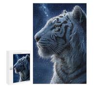 Puzzles for Adults 1000 PCS Puzzles White Tiger Portrait Under Starry Sky Puzzles for Adults Brain Teaser Game Perfect Decoration Deal As Gifts for The Whole Family 1000 PCS