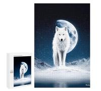 Puzzles for Adults 1000 PCS Puzzles White Wolf Under The Winter Moon Puzzles for Adults Toy Wall Decor Difficult Hard Help The Brain Exercise 1000 PCS