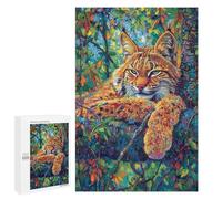 Puzzles for Adults 1000 PCS Rainforest Bobcat Wildlife Art Print Puzzle For Teenagers Improve Memory Challenging To Complete Challenging Family Fun Game 1000 PCS