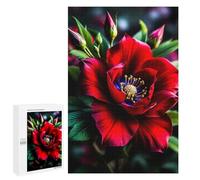 Puzzles for Adults 1000 PCS Red Flower with Blue Center Jigsaw Puzzles for Teenagerss Stress Reliever Educational Challenge Christmas Birthday Gifts 1000 PCS