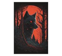 Puzzles for Adults 1000 PCS Red Moon Wolf Art Print Jigsaws for Adults Hands-on Game Precision Cutting Fun at Home Activities, 1000 PCS