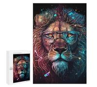 Puzzles for Adults 1000 PCS Royal Lion Glasses Art Print Jigsaw for Teenagerss Pattern Assembly Parent-child Interaction Beautiful Design Game 1000 PCS