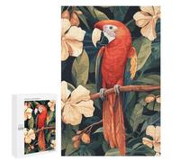 Puzzles for Adults 1000 PCS Scarlet Macaw in Tropical Floral Setting Jigsaws for Adults Relaxing Games Enhance Memory Unique Birthday And Xmas Gifts 1000 PCS