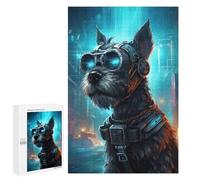 Puzzles for Adults 1000 PCS Schnauzer Cyberpunk Jigsaw for Adults Relaxing Games Presents for Women Challenging Game Gifts 1000 PCS