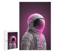 Puzzles for Adults 1000 PCS Space Suit with Pink Paint Drips Puzzle For Teenagers Improve Memory Challenging To Complete Challenging Family Fun Game 1000 PCS