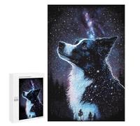 Puzzles for Adults 1000 PCS Starry Night Dog Art Print Jigsaw for Teenagerss Pattern Assembly Parent-child Interaction Beautiful Design Game 1000 PCS