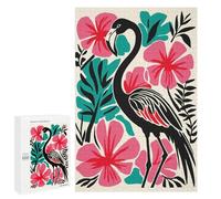 Puzzles for Adults 1000 PCS Stylized Flamingo with Tropical Floral Background Jigsaw Puzzles for Teenagerss Stress Reliever Educational Challenge Christmas Birthday Gifts 1000 PCS