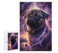 Puzzles for Adults 1000 PCS Thunderous Pug Majesty -1 Jigsaw Puzzles for Teenagerss Stress Reliever Educational Challenge Christmas Birthday Gifts 1000 PCS