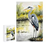 Puzzles for Adults 1000 PCS Watercolor Grey Heron Jigsaws for Adults Relaxing Games Enhance Memory Unique Birthday And Xmas Gifts 1000 PCS