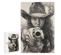 Puzzles for Adults 1000 PCS Western Woman with Gun Art Print Puzzles for Teenagers Staycation Kill Time Help The Brain Exercise Unique Birthday And Xmas Gifts 1000 PCS
