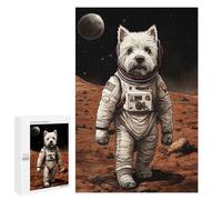 Puzzles for Adults 1000 PCS Westie Astronaut On Mars Jigsaw for Adults Relaxing Games Presents for Women Challenging Game Gifts 1000 PCS