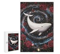 Puzzles for Adults 1000 PCS Whale Roses Galaxy Art Print Jigsaws for Adults Puzzle Difficult Challenge Help The Brain Exercise Unique Challenge Game 1000 PCS