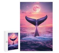 Puzzles for Adults 1000 PCS Whale Tail Sunset Moon Jigsaws for Adults Puzzle Difficult Challenge Help The Brain Exercise Unique Challenge Game 1000 PCS