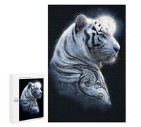 Puzzles for Adults 1000 PCS White Tiger Moon Art Print Puzzle For Teenagers Improve Memory Challenging To Complete Challenging Family Fun Game 1000 PCS