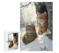 Puzzles for Adults 1000 PCS Winter Cats in Snowscape Jigsaw Puzzles for Adults But Fun And Humorous for Birthday, Chrismas Christmas Birthday Gifts 1000 PCS