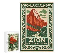 Puzzles for Adults 1000 PCS Zion National Park Vintage Poster Jigsaw for Teenagerss Pattern Assembly Parent-child Interaction Beautiful Design Game 1000 PCS
