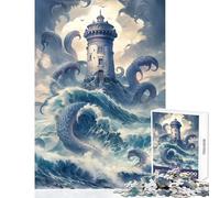 Puzzles for Adults 1000 Piece A Lighthouse And Monster Adult Jigsaw Puzzles Difficult Hard Fun Activities at Home Birthday Present, Gifts, (50x75cm)